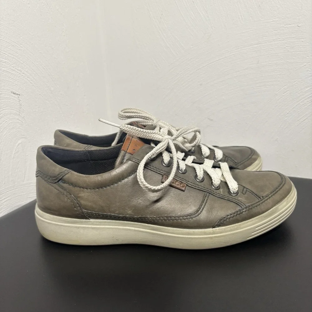 Ecco Men's Soft 7 Brown/Green Leather Low Top Lace-Up Sneakers Shoes Sz 39/5-5.5